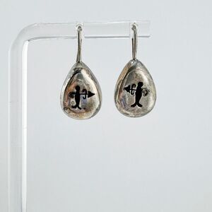 Vintage Sagittarius 925 Sterling Silver Drop Earrings Horoscope Personality